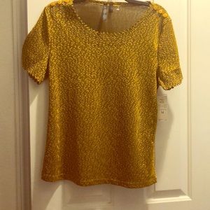 Gold/Animal short sleeves Knit Top
